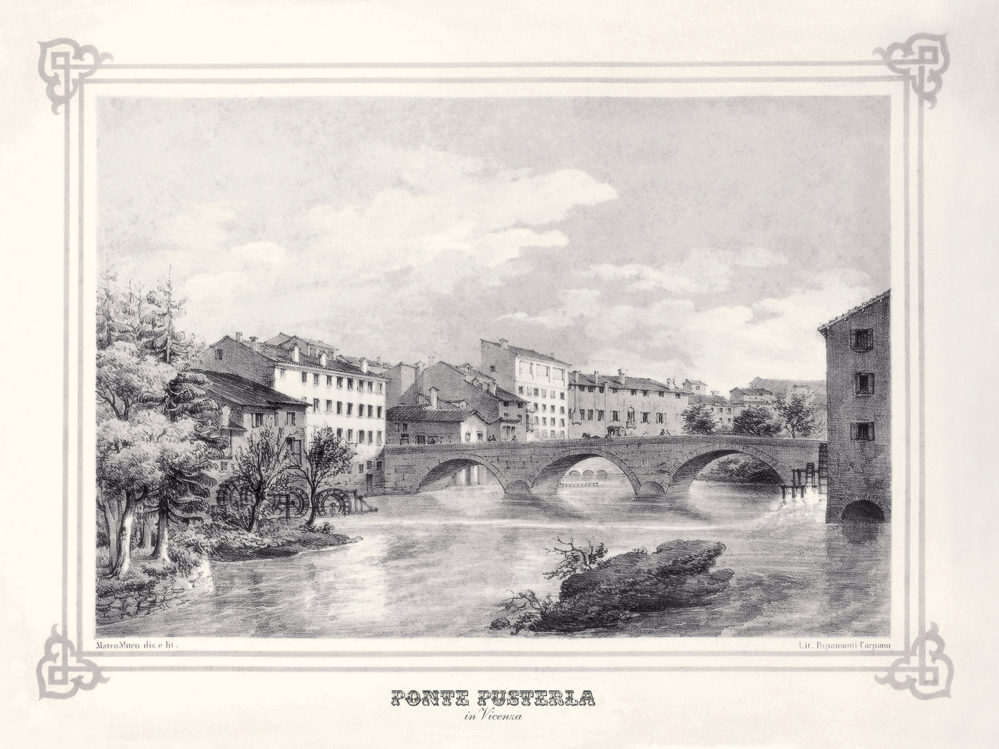 MORO - Veduta di Ponte Pusterla a Vicenza